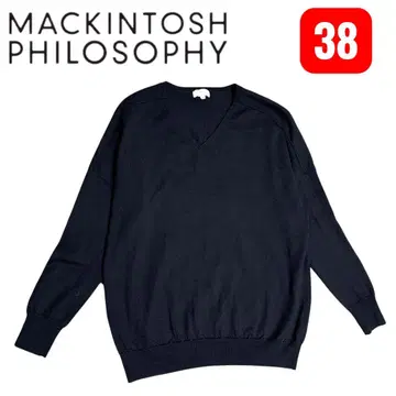 새상품급 매킨토시 피로소피 7부 소매 네이비 울 니트 38 M