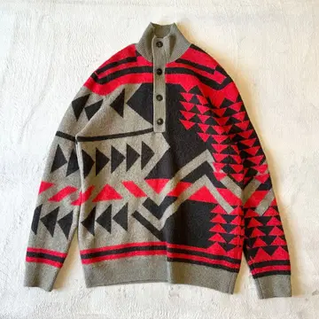 ZARA 올 패턴 기하학 패턴 하이넥 니트 스웨터 L