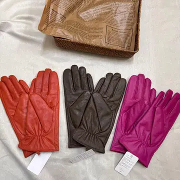 양가죽 장갑 3세트 오렌지 브라운 핑크 택 포함 미사용 새상품