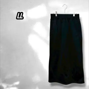 롱 스커트 허리 전체 밴딩 심플 블랙 블랙 빅 사이즈 LL