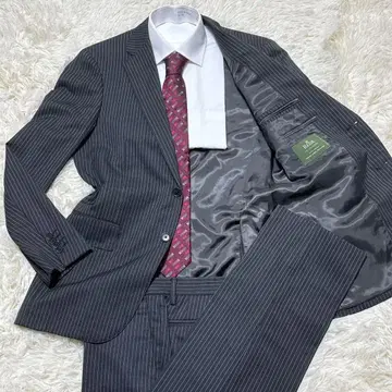 그린 라벨 릴랙싱 x 레다 스트라이프 수트 상하의 46 다크 그레이