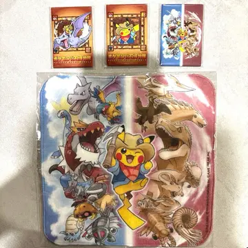 포켓몬 화석 박물관 굿즈 손수건 마그넷 총 4점 세트 미사용 새상품