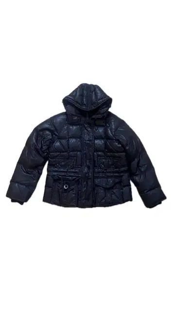 블랙 후드 부착 다운 자켓