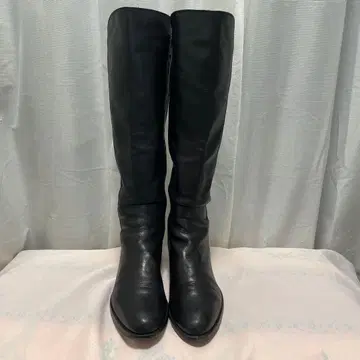 롱 부츠 블랙 천연 가죽 24cm 이탈리아제 lavorazione