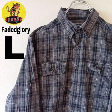 USA 구제 의류 Fadedglory 플란넬 셔츠 L 그레이 블랙 체크