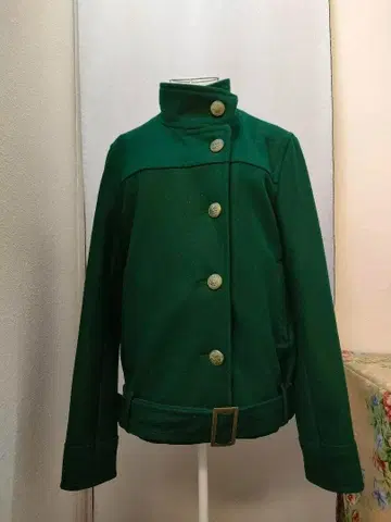 코켓 그린 자켓 하프 코트 레트로 구제 의류