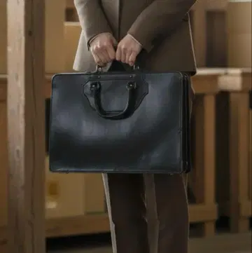 블랙 가죽 브리프 케이스 남성용 쇼와 빈티지