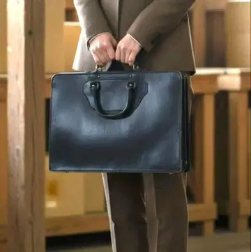 블랙 가죽 브리프 케이스 남성용 쇼와 빈티지