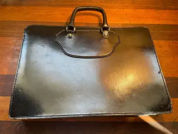 블랙 가죽 브리프 케이스 남성용 쇼와 빈티지 얇은 타입