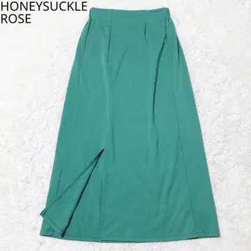 허니서클 로즈 롱 스커트 슬릿 분또 소재 그린 L 포인트 컬러