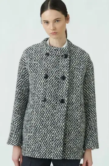 23AW TOMORROWLAND 컬러 네프 트위드 배럴 코트