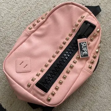SUPE 스터드 장식 핑크 백팩