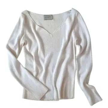 컨디션 최상 유나이티드 애로우즈 코튼 실크 V넥 리브 니트
