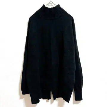 슈가 로즈 니트 스웨터 보틀넥 블랙 F 드롭 숄더 긴팔