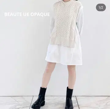 BEAUTE DE OPAQUE 니트 도킹 미니 원피스