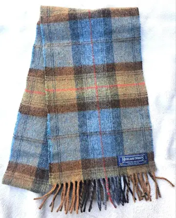 HIGHLAND TWEEDS 램스울 100% 머플러 체크 무늬 남성용