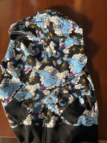 지니 패턴 플리스 후드티