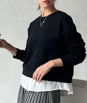 Chez toi 셰토와 레이어드 속기모 풀오버 블랙