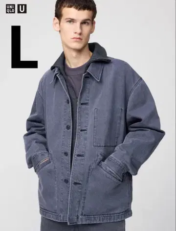 UNIQLO U 오버 사이즈 컬러 데님 자켓 그레이 L