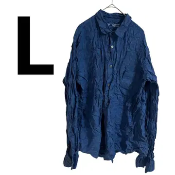 하나뿐인 네이비 100% 린넨 긴팔 셔츠 [ L ] 심플