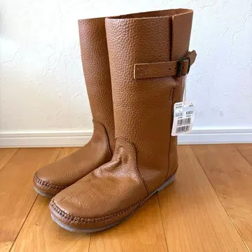 [ 새상품 ] 천연 가죽 주름 가공 롱 부츠 카멜 L