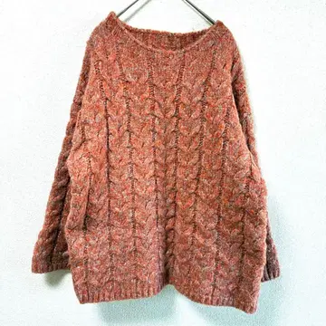 디스코트 케이블 짜임 볼륨 니트 스웨터 F 오렌지 계열 새상품급