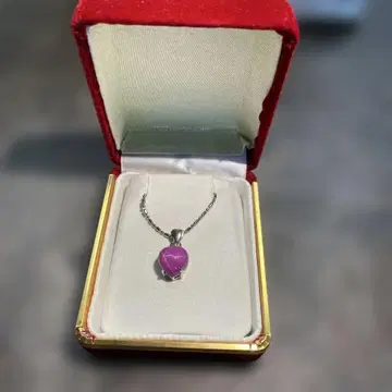 하트 퍼플 스톤 펜던트 목걸이 엘레강트 디자인