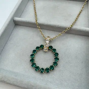 [ 인기 ] Swarovski 목걸이 스톤 골드 그린 롱