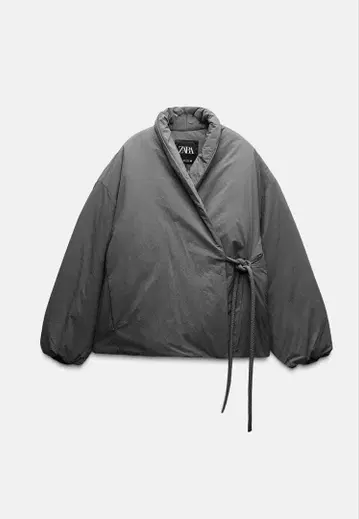 ZARA 기모노풍 리본 여밈 충전솜 다운 자켓