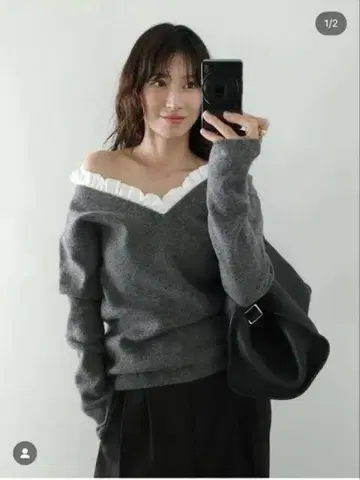 CLANE 2WAY FRILL V NECK KNIT TOPS