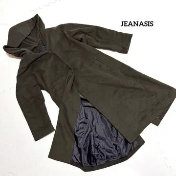 JEANASIS 2WAY 노카라 코트 울 혼방 후드 부착