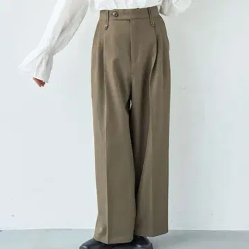 [ 새상품 ] mil (밀) 허리 디자인 턱 와이드 팬츠 모카 작은 키