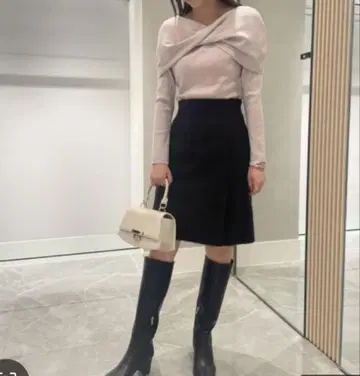 CELFORD 셀포드 랩 스타일 샤기 스커트 블랙