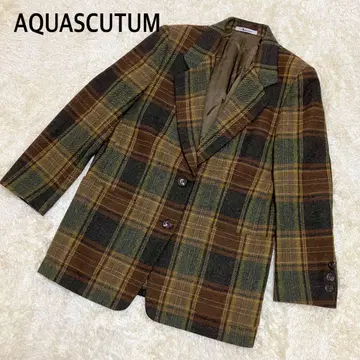 아쿠아 스큐텀 테일러드 자켓 체크 무늬 울