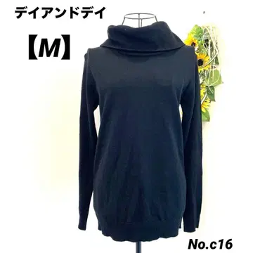 데이앤데이 긴팔 니트 스웨터 M 터틀넥 블랙 얇은 소재 부드러운 원단