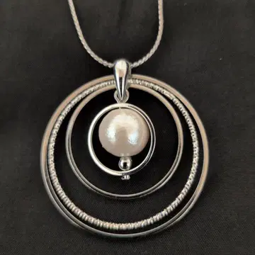 실버 925 펄 장식 목걸이
