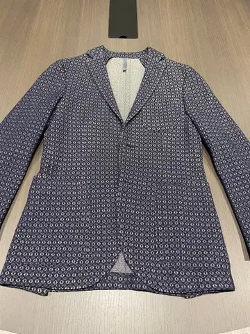 MONTEDORO 네이비 테일러드 자켓 기하학 패턴 46