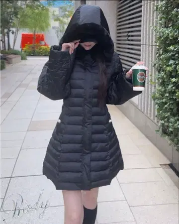 레이디 허리 라인 다운 자켓 블랙 레어 완판