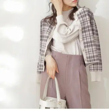 체크 자카드 가디건