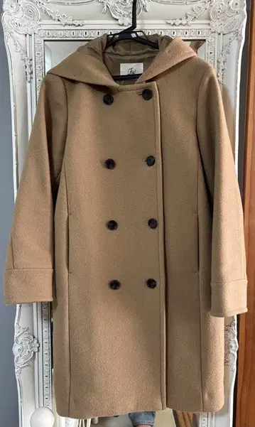 프레임워크 후드 부착 울 코트