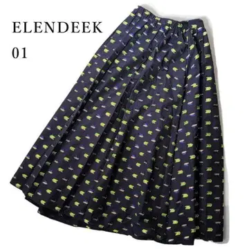 엘렌딕 ELENDEEK 01 네이비 패턴 스커트 251021-78