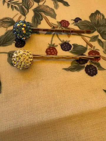 파랑과 골드 컬러 스톤 헤어핀 2개 세트