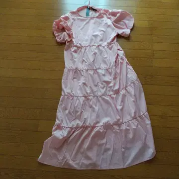 핑크 티어드 원피스 프릴 소매