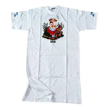 새상품 택 포함 FEILER 자수 디자인 반팔 T셔츠 원피스 화이트