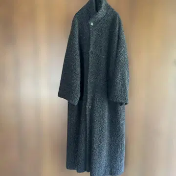 요건 레일 다크 그레이 롱 코트 루즈핏