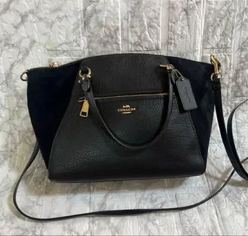 가죽 스웨이드 숄더백 중형 블랙