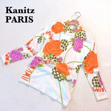 Kanitz PARIS 꽃무늬 소프트 니트 M 긴팔 화이트 엘레강트