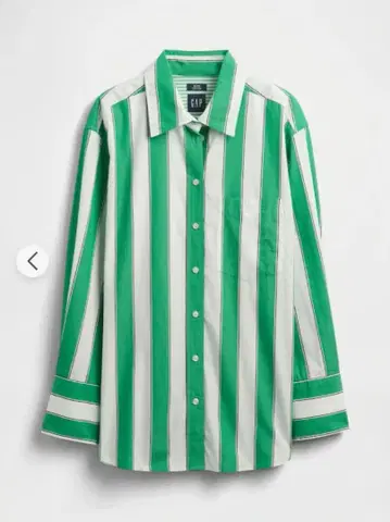 [미사용 새상품] GAP 그린과 화이트 스트라이프 긴팔 셔츠