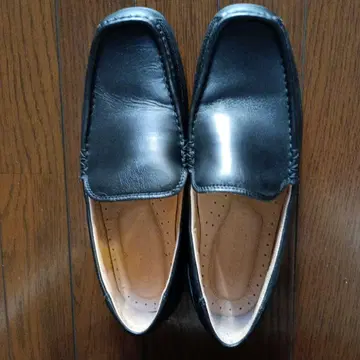 천연 가죽 블랙 가죽 슬립온 25.5cm