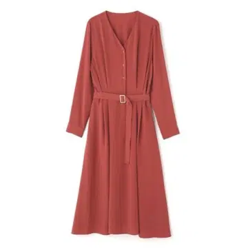 N. 긴팔 V넥 롱 원피스 오렌지